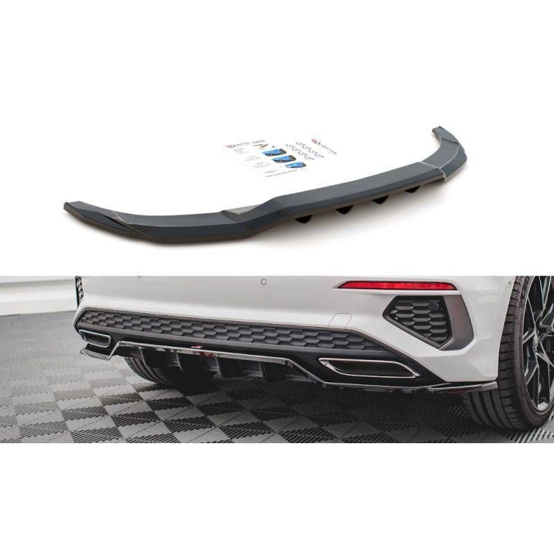 Maxton Central Rear Splitter (with vertical bars) Audi A3 S-Line Sportback 8Y Gloss Black, MAXTON DESIGN