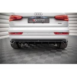 Maxton Central Rear Splitter (with vertical bars) Audi Q3 8U Facelift Gloss Black, MAXTON DESIGN