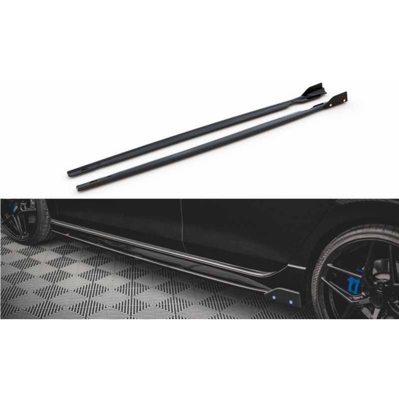 Maxton Side Skirts Diffusers V.2 + Flaps Volkswagen Golf R Mk8 Gloss Black, Nouveaux produits maxton-design