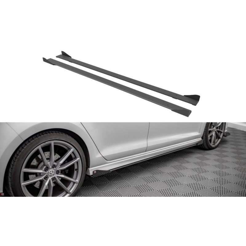 Maxton Street Pro Side Skirts Diffusers + Flaps Volkswagen Golf R Mk7 Black + Gloss Flaps, Nouveaux produits maxton-design