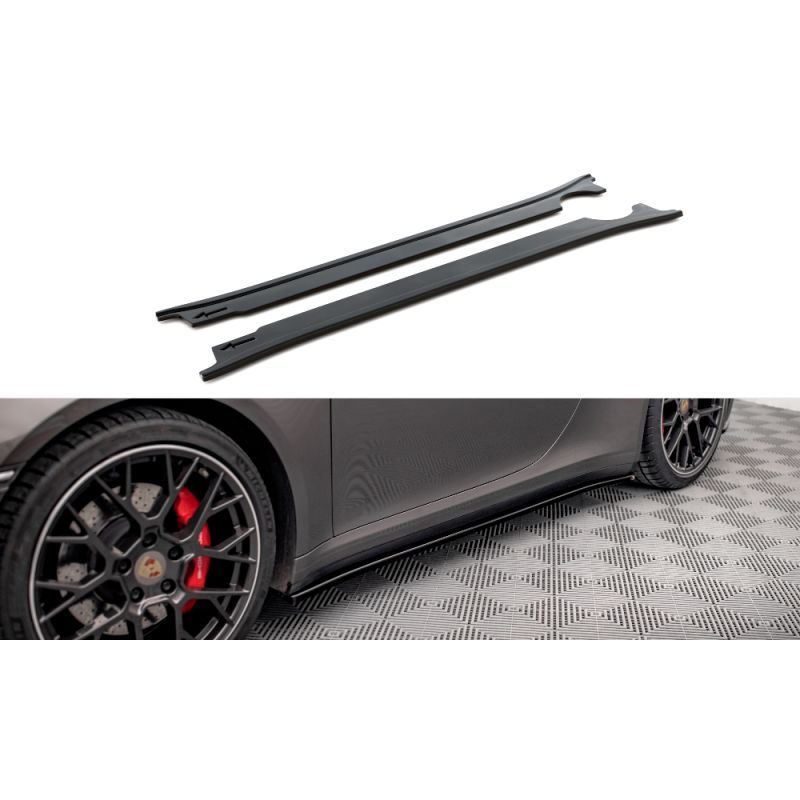 Maxton Side Skirts Diffusers Porsche 911 Carrera 4S 992 Gloss Black, Nouveaux produits maxton-design