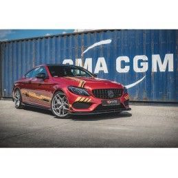 Maxton Racing Durability Front Splitter + Flaps Mercedes - AMG C43 Coupe C205 Black-Red + Gloss Flaps, Nouveaux produits maxton-