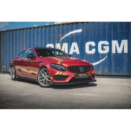 Maxton Racing Durability Front Splitter + Flaps Mercedes - AMG C43 Coupe C205 Black-Red + Gloss Flaps, Nouveaux produits maxton-