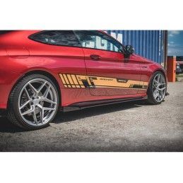 Maxton Racing Durability Side Skirts Diffusers + Flaps Mercedes-AMG C43 Coupe C205 Black-Red + Gloss Flaps, Nouveaux produits ma