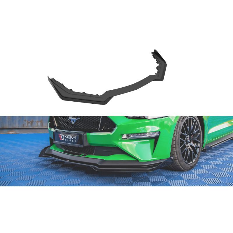 Maxton Street Pro Front Splitter V.1 + Flaps Ford Mustang GT Mk6 Facelift Black + Gloss Flaps, Nouveaux produits maxton-design