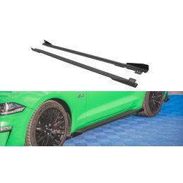 Maxton Street Pro Side Skirts Diffusers V.1 + Flaps Ford Mustang GT Mk6 Facelift Black + Gloss Flaps, Nouveaux produits maxton-d