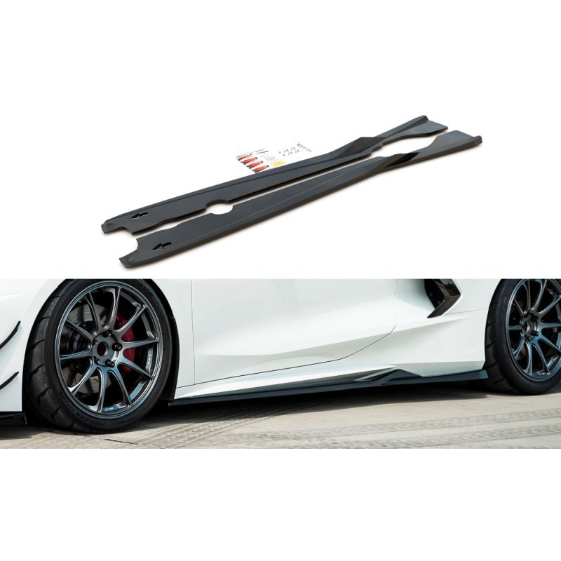 Maxton Side Skirts Diffusers Chevrolet Corvette C8 Gloss Black, Nouveaux produits maxton-design