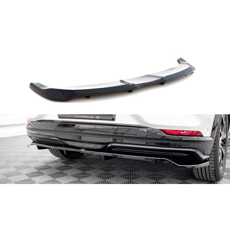 Maxton Central Rear Splitter (with vertical bars) Ford Mustang Mach-E Mk1 Gloss Black, Nouveaux produits maxton-design