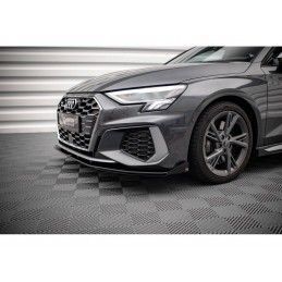 Maxton Street Pro Front Splitter V.1 + Flaps Audi S3 / A3 S-Line 8Y Black + Gloss Flaps, Nouveaux produits maxton-design