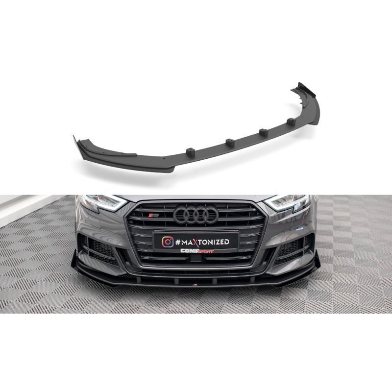 Maxton Street Pro Front Splitter V.1 + Flaps Audi S3 Sportback 8V Facelift Black + Gloss Flaps, Nouveaux produits maxton-design