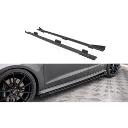 Maxton Street Pro Side Skirts Diffusers + Flaps Audi S3 Sportback 8V Facelift Black-Red + Gloss Flaps, Nouveaux produits maxton-