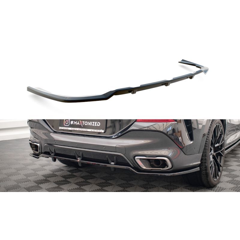 Maxton Central Rear Splitter (with vertical bars) V.2 BMW X6 M-Pack G06 Gloss Black, Nouveaux produits maxton-design