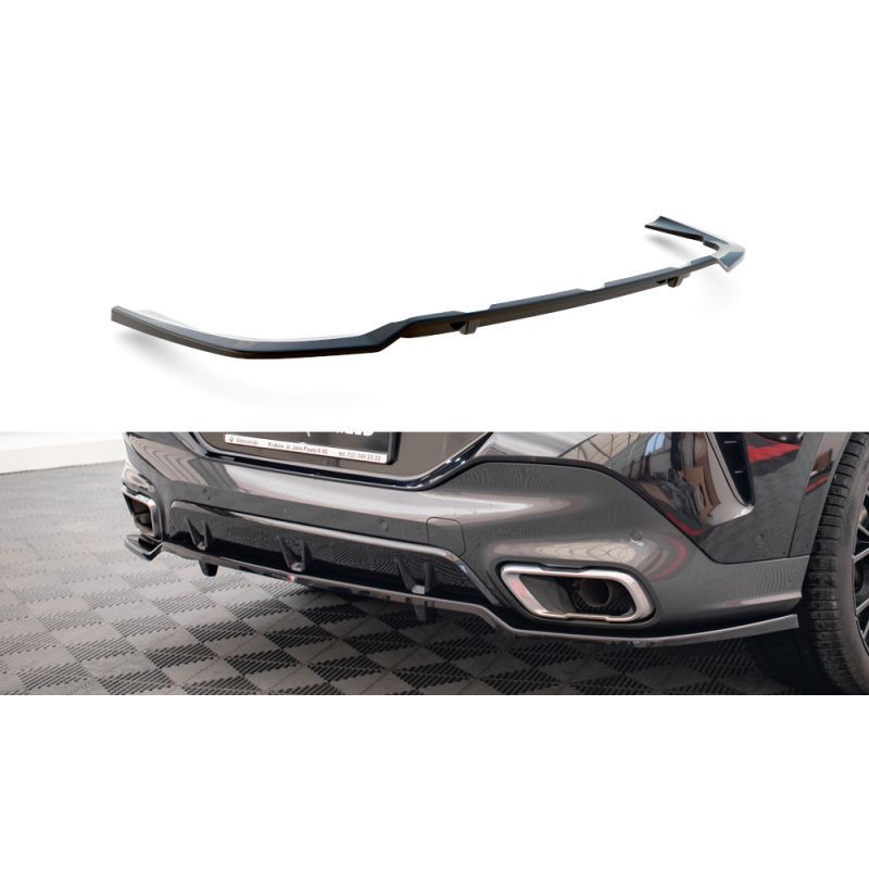 Maxton Central Rear Splitter (with vertical bars) V.3 BMW X6 M-Pack G06 Gloss Black, Nouveaux produits maxton-design