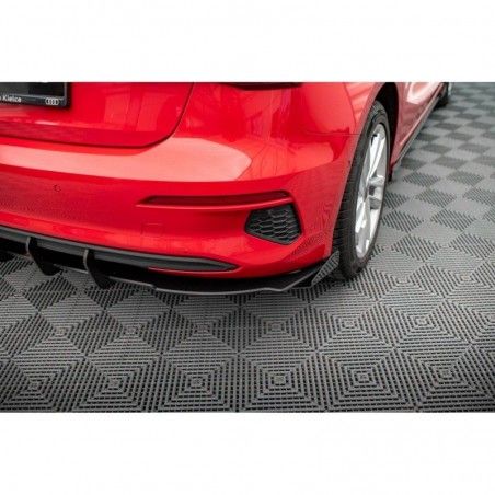Maxton Street Pro Rear Valance + Flaps Audi A3 Sportback 8Y Red + Gloss Flaps, Nouveaux produits maxton-design