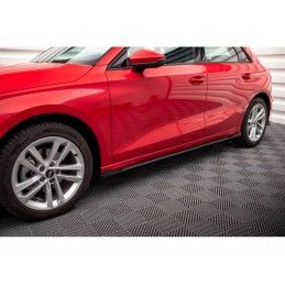 Maxton Street Pro Side Skirts Diffusers + Flaps Audi A3 8Y Black-Red + Gloss Flaps, Nouveaux produits maxton-design