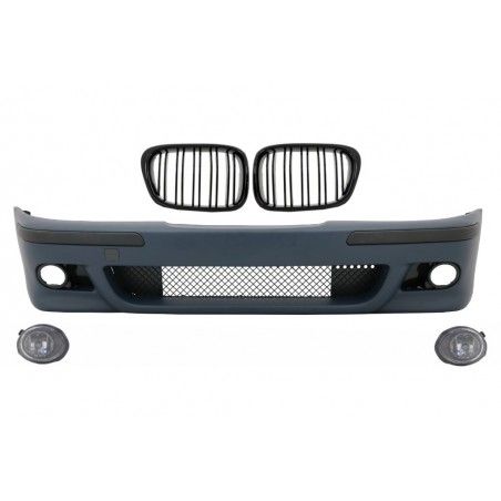 Front Bumper suitable for BMW 5 Series E39 (1995-2003) with Fog Lights and Central Kidney Grilles Double Stripe M5 Look, Nouveau