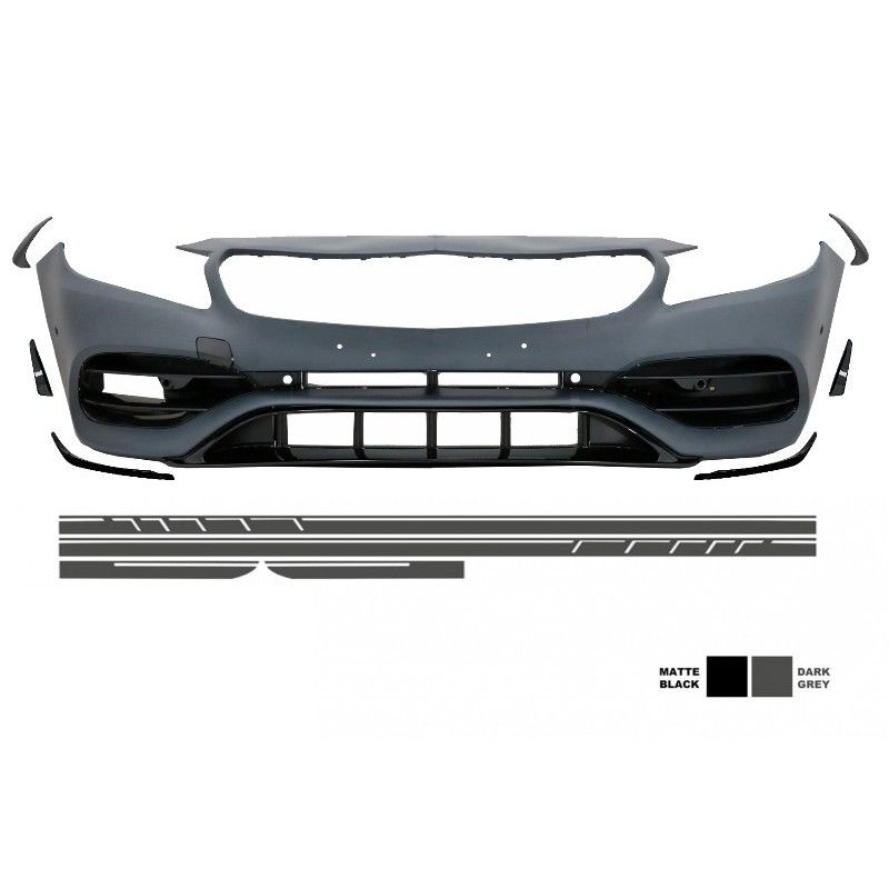 Front Bumper with Side Decals Sticker Dark Grey suitable for Mercedes A-Class W176 (2012-2018) Facelift A45 Design, Nouveaux pro