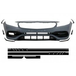 Front Bumper with Side Decals Sticker Vinyl Matte Black suitable for Mercedes A-Class W176 (2012-2018) Facelift A45 Design, Nouv
