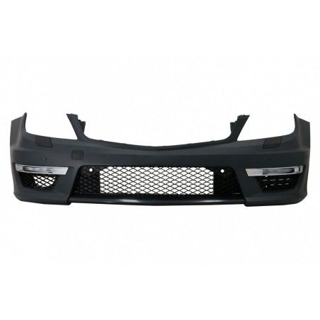 Front Bumper suitable for Mercedes C-Class W204 (2012-up) C63 Facelift Design with Central Front Grille GT-R Panamericana Black,
