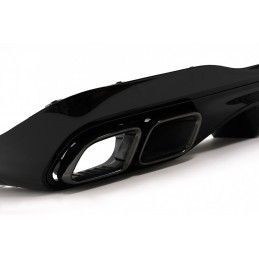 Rear Bumper Diffuser with Black Exhaust Muffler Tips suitable for Mercedes C Class W206 S206 Sport Line (2021-Up) C63 Design, No