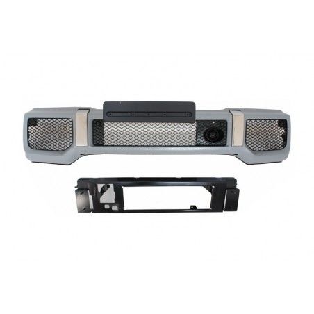 Front Bumper with Fender Flares Wheel Arches and Front Grille Silver suitable for Mercedes G-Class W463 (1989-2018) G65 Design, 