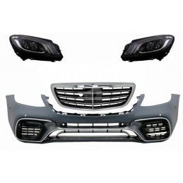 Front Bumper with Central Grille and Headlights Full LED suitable for Mercedes S-Class W222 (2013-06.2017) S63 Design, Nouveaux 