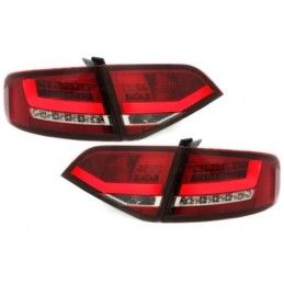 LED Taillights with Rear Diffuser and Exhaust Tips suitable for AUDI A4 B8 8K Saloon (2007-2010) Red / Clear RS4 Design, Nouveau