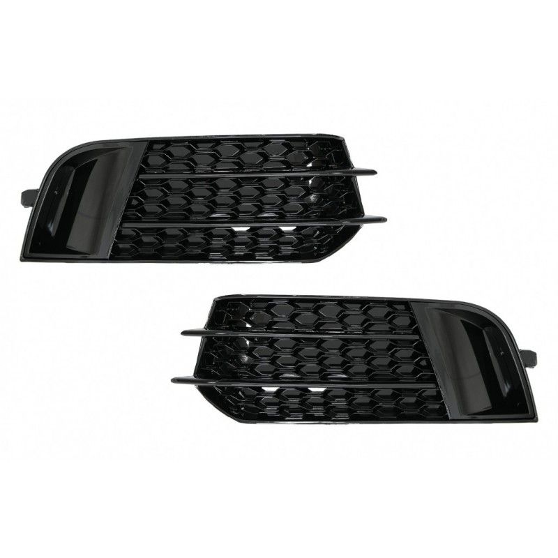 Side Grilles Fog Lamp Covers suitable for Audi A1 8X (2010-2015) RS1 Design Piano Black, Nouveaux produits kitt