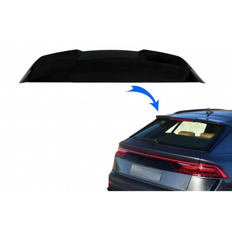 Rear Roof Spoiler suitable for Audi Q8 SUV (2018-up) RS Design Piano Black, Nouveaux produits kitt