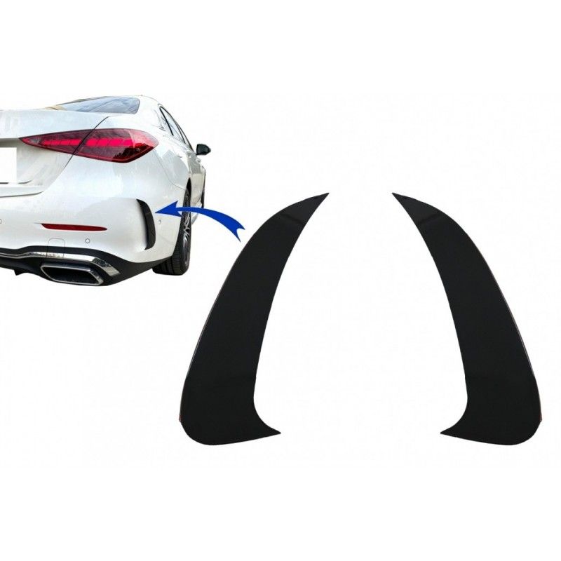Rear Bumper Side Fins Flaps suitable for Mercedes C Class W206 Sport Line (2021-Up) Piano Black, Nouveaux produits kitt