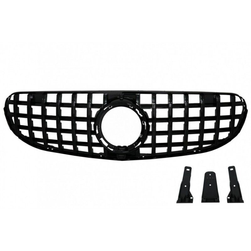 Front Central Grille suitable for Mercedes GLC X253 C253 Facelift (2020-up) Standard & Offroad GTR Panamericana Design All Black