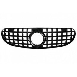 Front Central Grille suitable for Mercedes GLC X253 C253 Facelift (2020-up) Standard & Offroad GTR Panamericana Design All Black