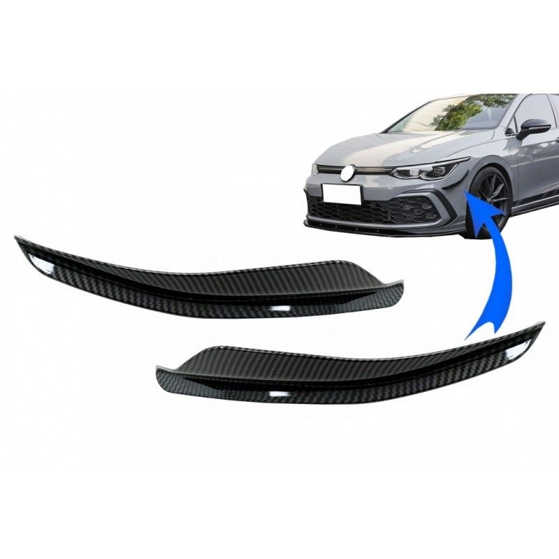 Front Bumper Side Fins Flaps suitable for VW Golf 8 Mk8 MQB GTI R-Line (2020-Up) Carbon Look, Nouveaux produits kitt
