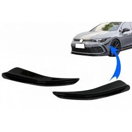 Front Bumper Side Fins Flaps suitable for VW Golf 8 Mk8 MQB GTI / R-Line (2020-Up) Piano Black, Nouveaux produits kitt