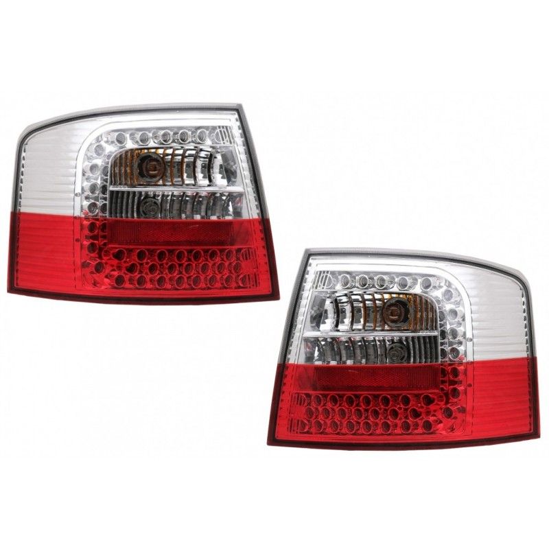 Taillights LED suitable for Audi A6 4B C5 Avant Station Wagon (12.1997-01.2005) Clear Glass Red and White, Nouveaux produits kit