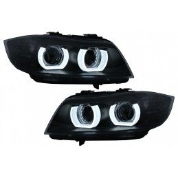 3D Angel Eyes LED DRL Xenon Headlights suitable for BMW 3 Series E90 E91 LCI with AFS (2008-2011) Black, Nouveaux produits kitt