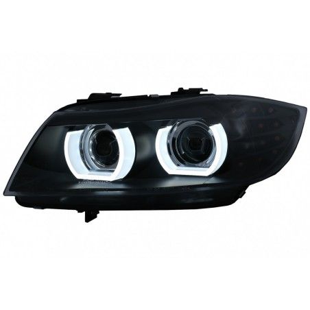 3D Angel Eyes LED DRL Xenon Headlights suitable for BMW 3 Series E90 E91 LCI with AFS (2008-2011) Black, Nouveaux produits kitt