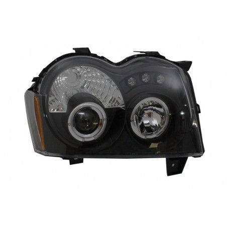 LED Headlights suitable for Jeep Grand Cherokee WH (2005-2008) Halo Angel Eyes Black, Nouveaux produits kitt