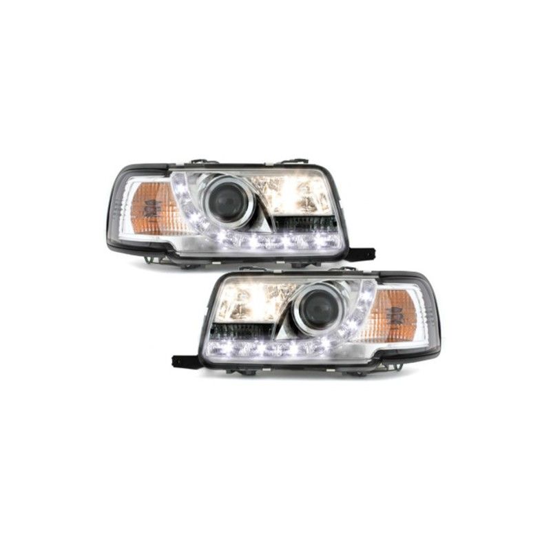 DAYLINE Headlights suitable for AUDI 80 B4 Limo Avant (1991-1994) LED DRL Look Chrome, Nouveaux produits kitt