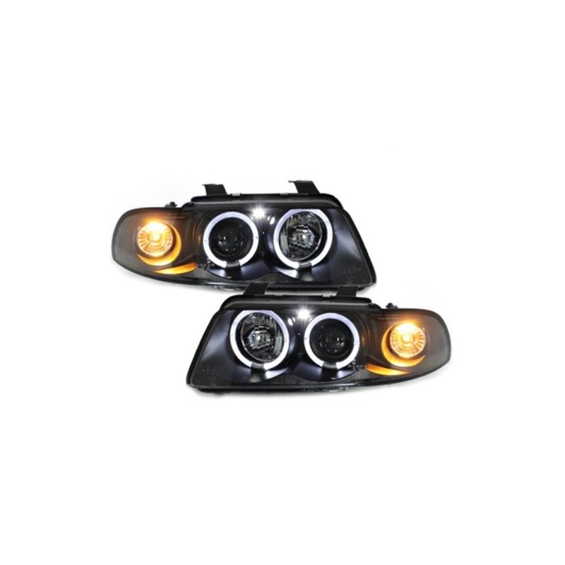 Headlights suitable for AUDI A4 B5 (1995-1998) Angel Eyes 2 Halo Rims Black, Nouveaux produits kitt