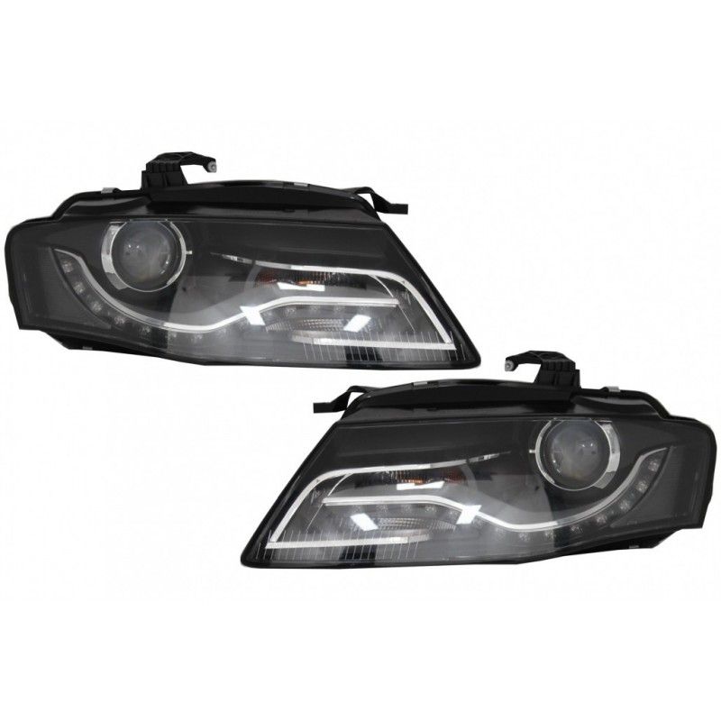 Xenon Headlights LED DRL Daytime Running Lights suitable for AUDI A4 B8 8K (09.2007-10.2011) Black, Nouveaux produits kitt