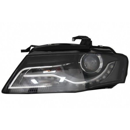 Xenon Headlights LED DRL Daytime Running Lights suitable for AUDI A4 B8 8K (09.2007-10.2011) Black, Nouveaux produits kitt