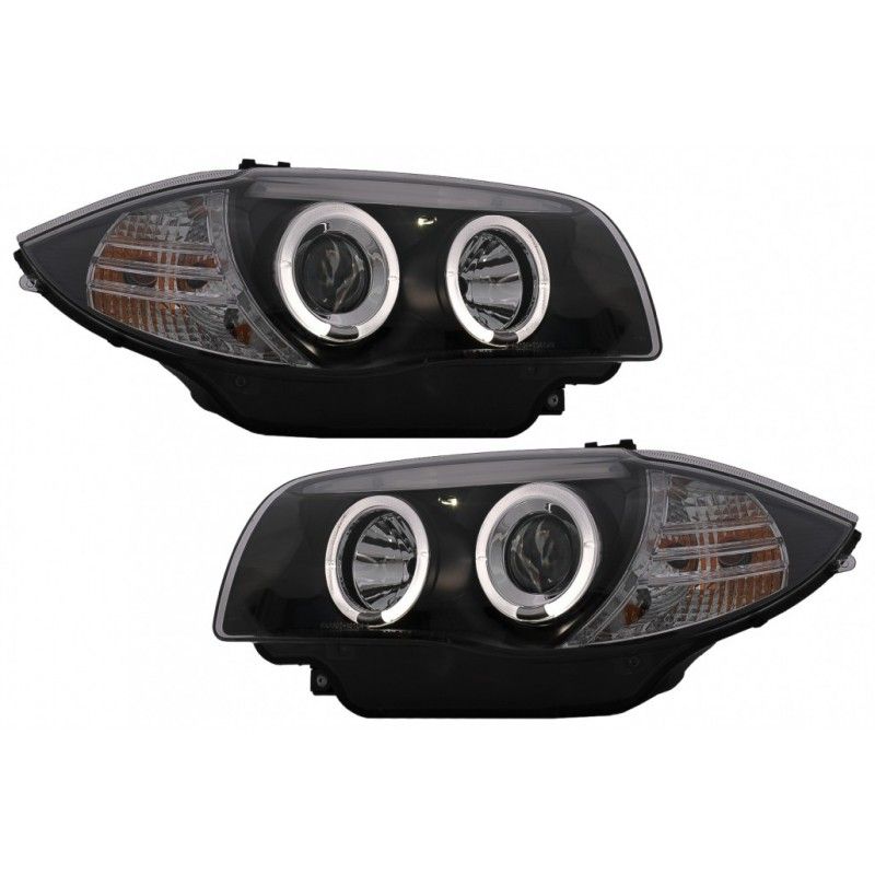 Angel Eyes Headlights suitable for BMW 1 Series E81 E82 E87 E88 (2004-2011) Black, Nouveaux produits kitt