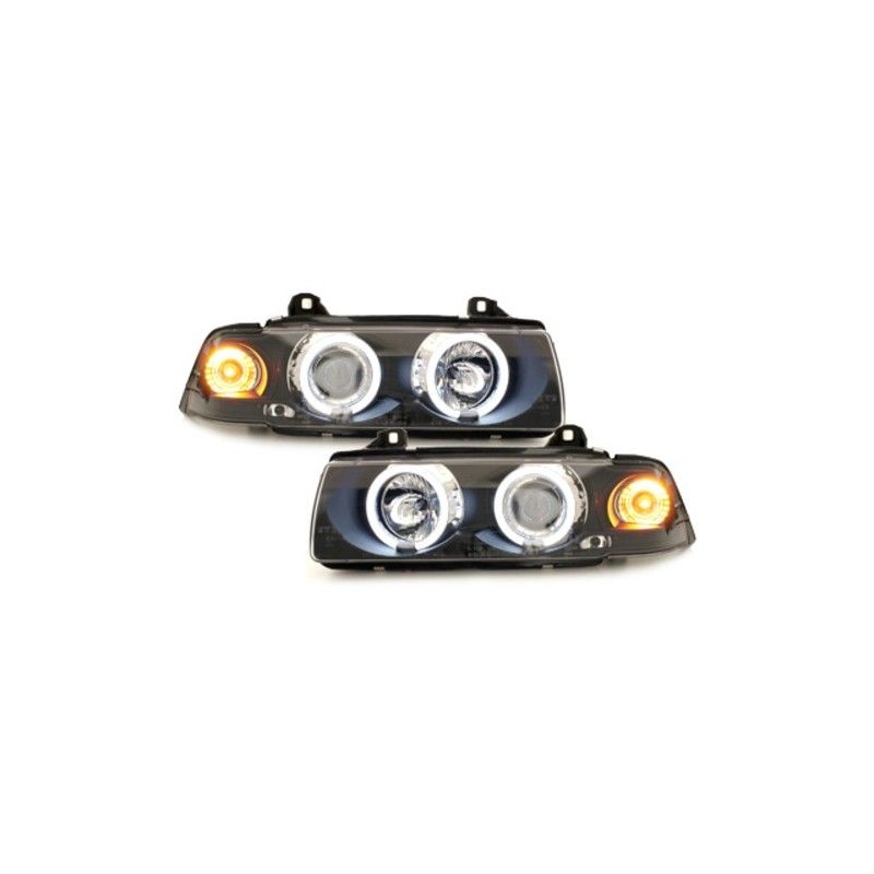 headlights suitable for BMW E36 Coupe/Cabrio 92-98_2 CCFL halo rims_black, Nouveaux produits kitt
