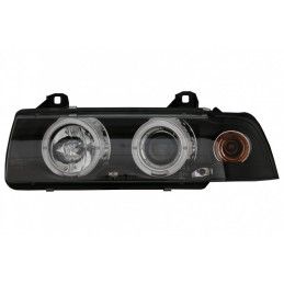 Headlights suitable for BMW E36 (1990-1999) Angel Eyes Black, Nouveaux produits kitt