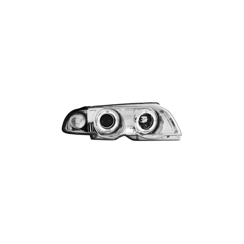 Headlights suitable for BMW 3 Series E46 (1998-2001) Angel Eyes 2 LED Halo Rims Chrome, Nouveaux produits kitt