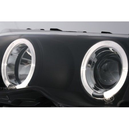 LED Angel Eyes Headlights suitable for BMW 3 Series E46 Facelift Limousine Touring (2001-2005) Black, Nouveaux produits kitt