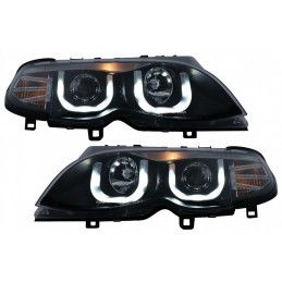 U LED Angel Eyes Headlights suitable for BMW 3 Series E46 Facelift Limousine Touring (2001-2005) Black, Nouveaux produits kitt
