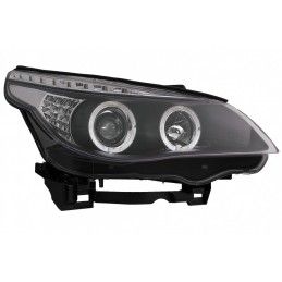 Angel Eyes Headlights suitable for BMW 5 Series E60 E61 (2004-2007) DAYLINE LED Black, Nouveaux produits kitt
