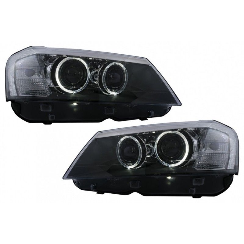 Angel Eyes Headlights suitable for BMW X3 F25 SUV (2010-07.2014) Black, Nouveaux produits kitt